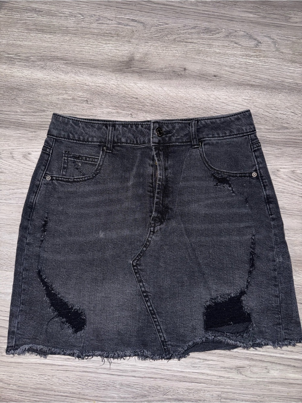 wild fable Black Distressed Denim Mini Skirt